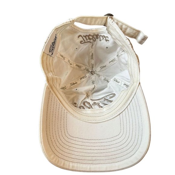 Titleist Golf Cap White Adjustable Strap Gold Embroidery Unisex One Size - Picture 8 of 10